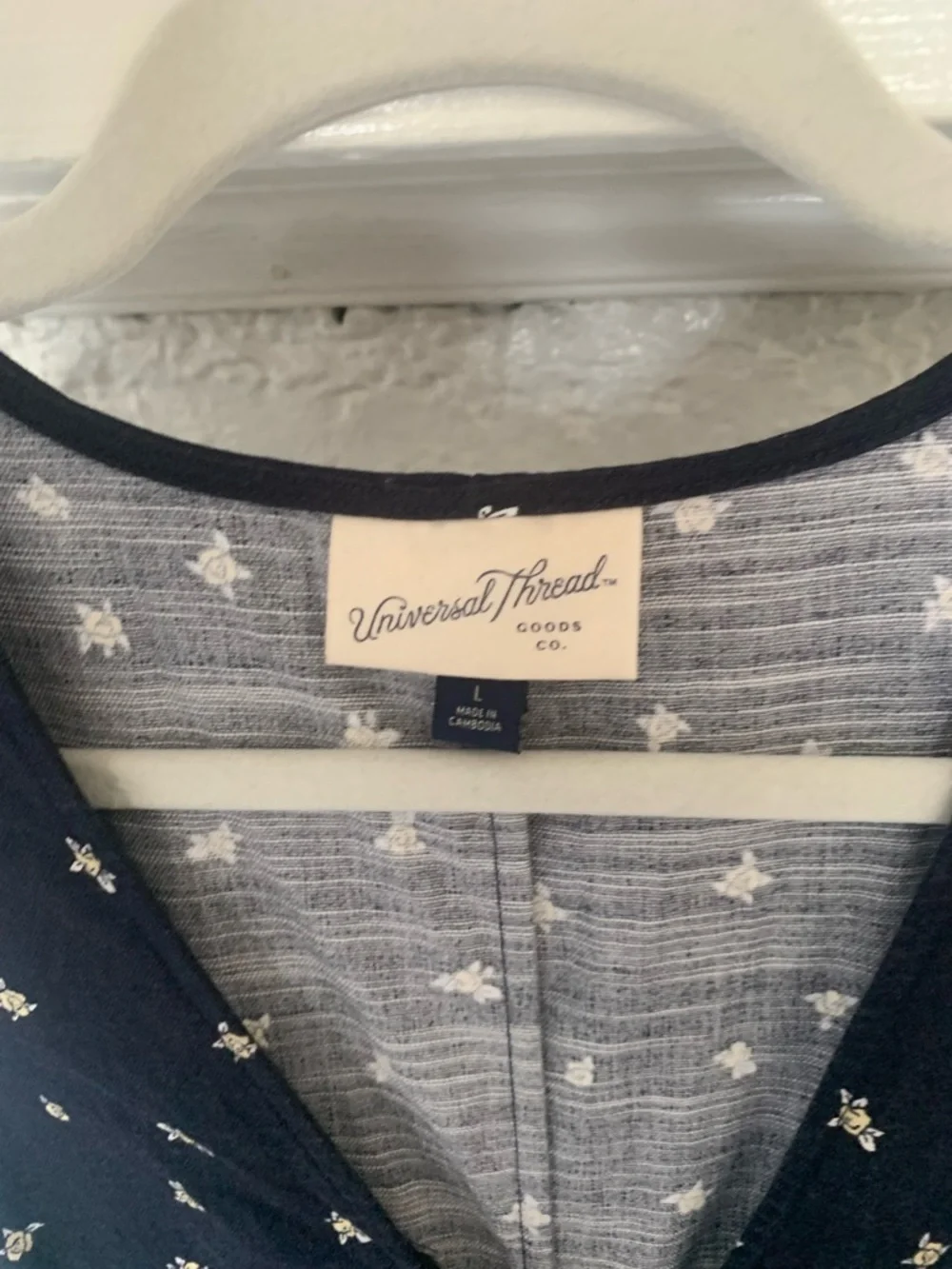 Universal Thread Navy Blue Mini Dress with White Floral Print - Picture 6 of 9